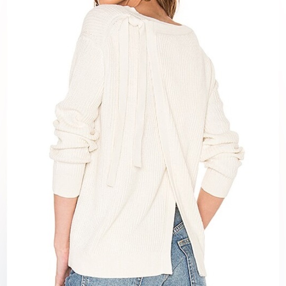 VINCE Cashmere Blend Long Sleeve Slit Back Sweater | Cream Ribbed Knit Small‎ - Picture 4 of 8